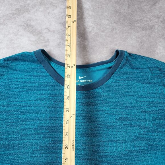 Nike Shirt Mens 2XL Blue Dri Fit Print All Over Stretch Athletic Stretch Crew - Picture 4 of 8